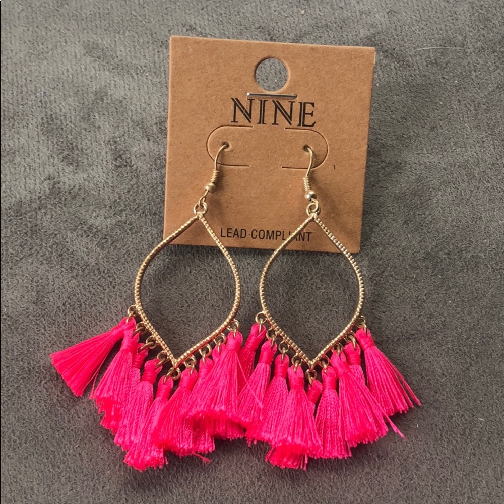LAST PAIR Hot Pink Tassel Earrings